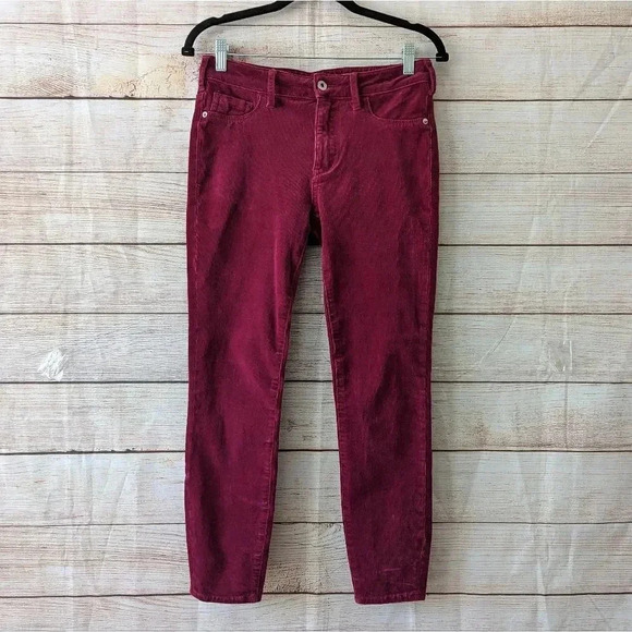 Pilcro & The Letterpress Size 27 High Rise Skinny Ankle Corduroy Pants Maroon - Picture 1 of 11